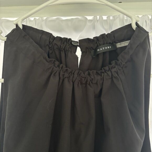 Natori Dress Womens Size Large Techno Poplin Dress Midi Black Chic Pockets - Picture 5 of 8